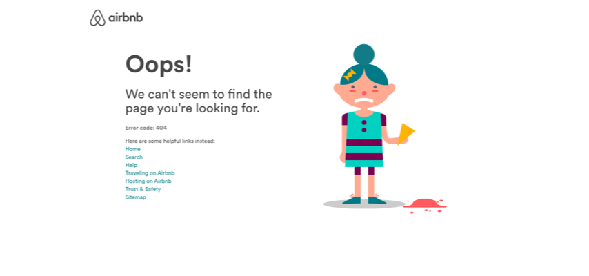 Screenshot of Airbnb's 404 Page