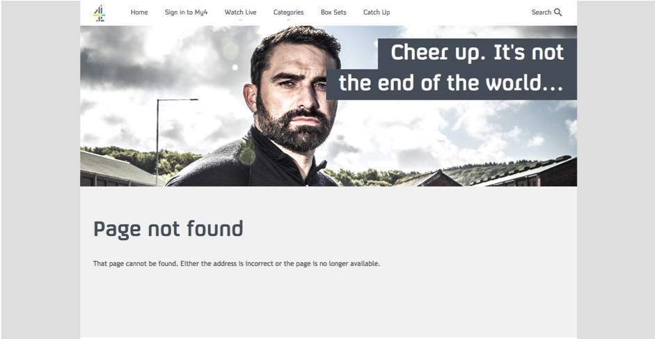 Screenshot of Channel 4's 404 Page