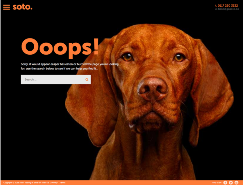 Screenshot of Soto 404 page
