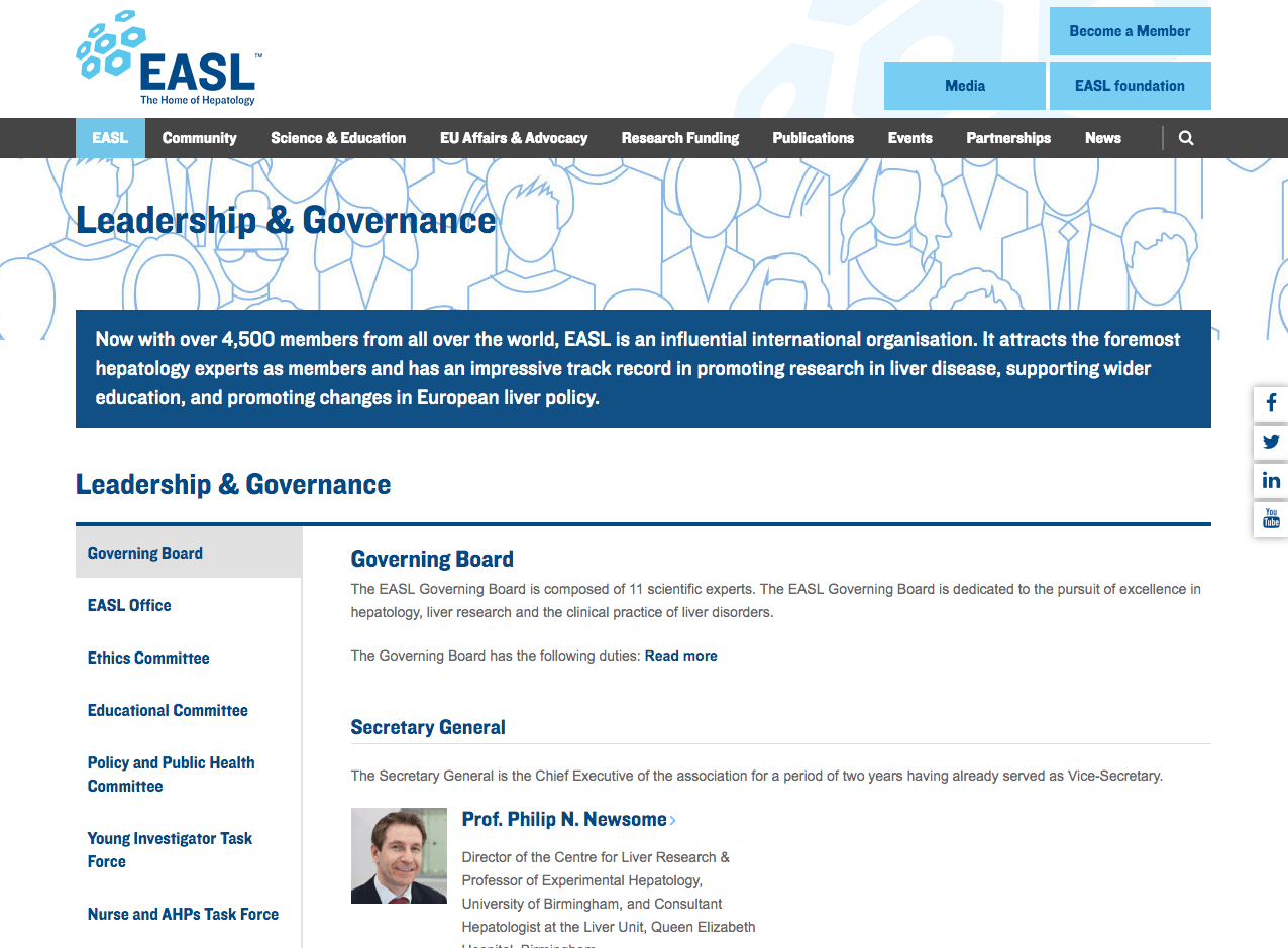 EASL Leadership page